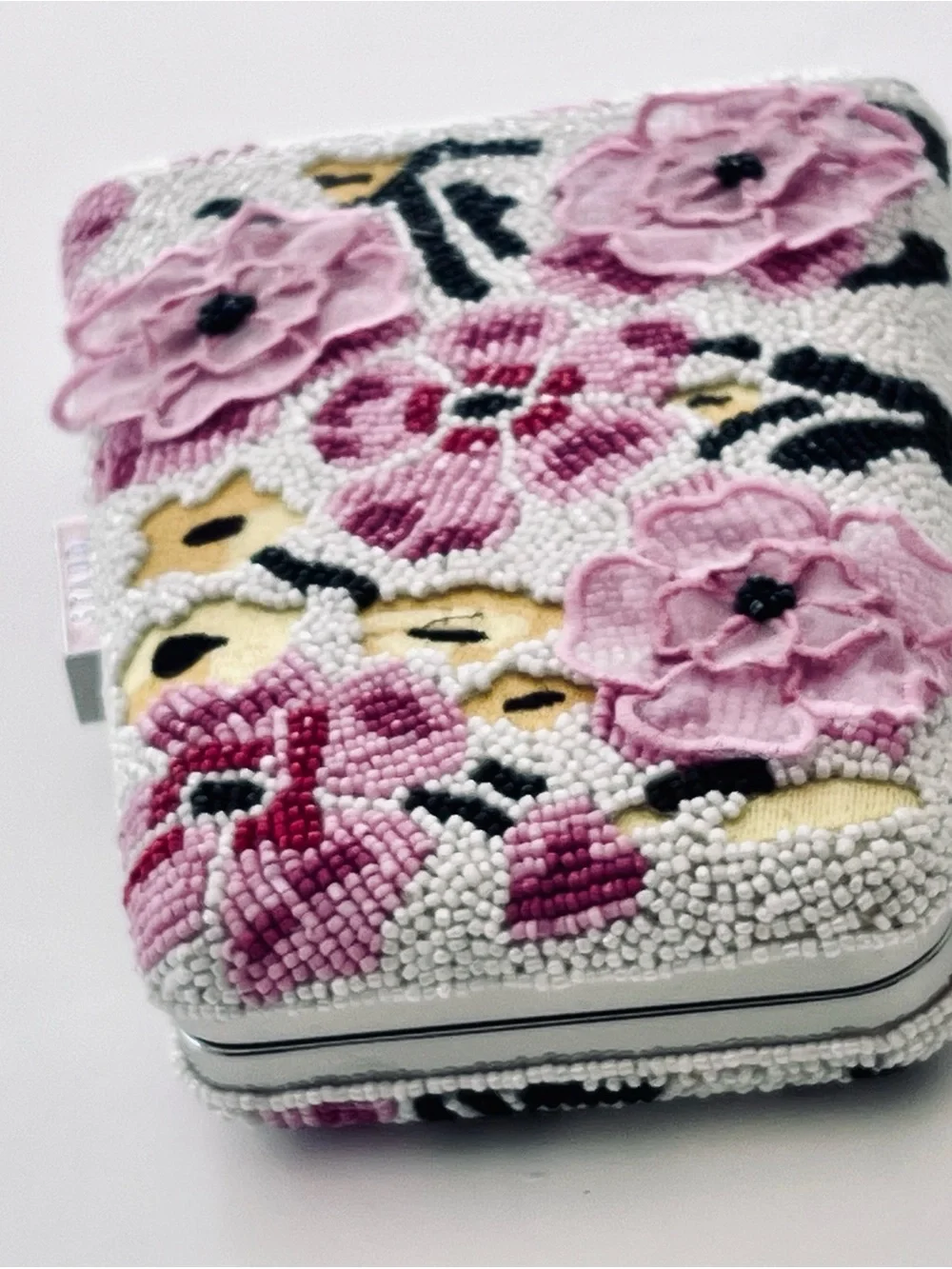 STAUD Carmella Floral Beaded Clutch Bag